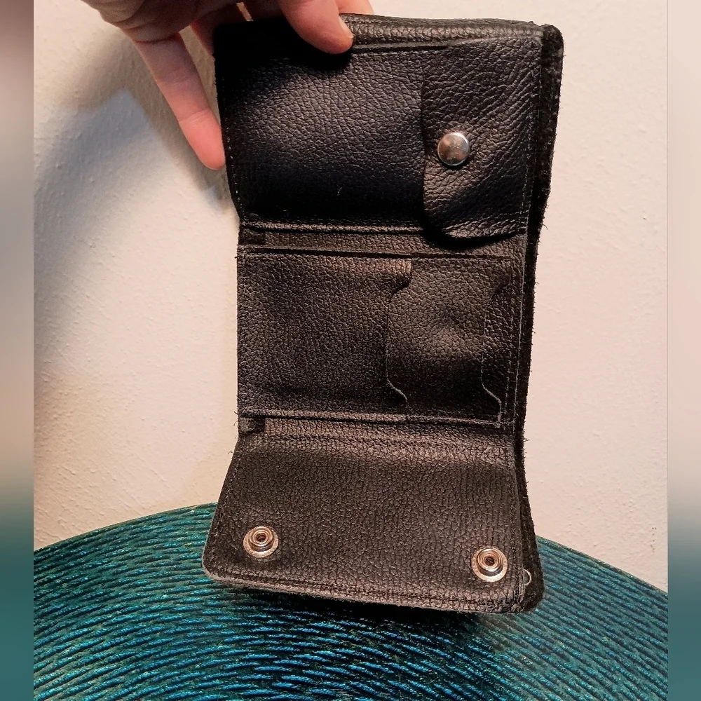 Harley Davidson Black Embossed Trifold Leather Wallet